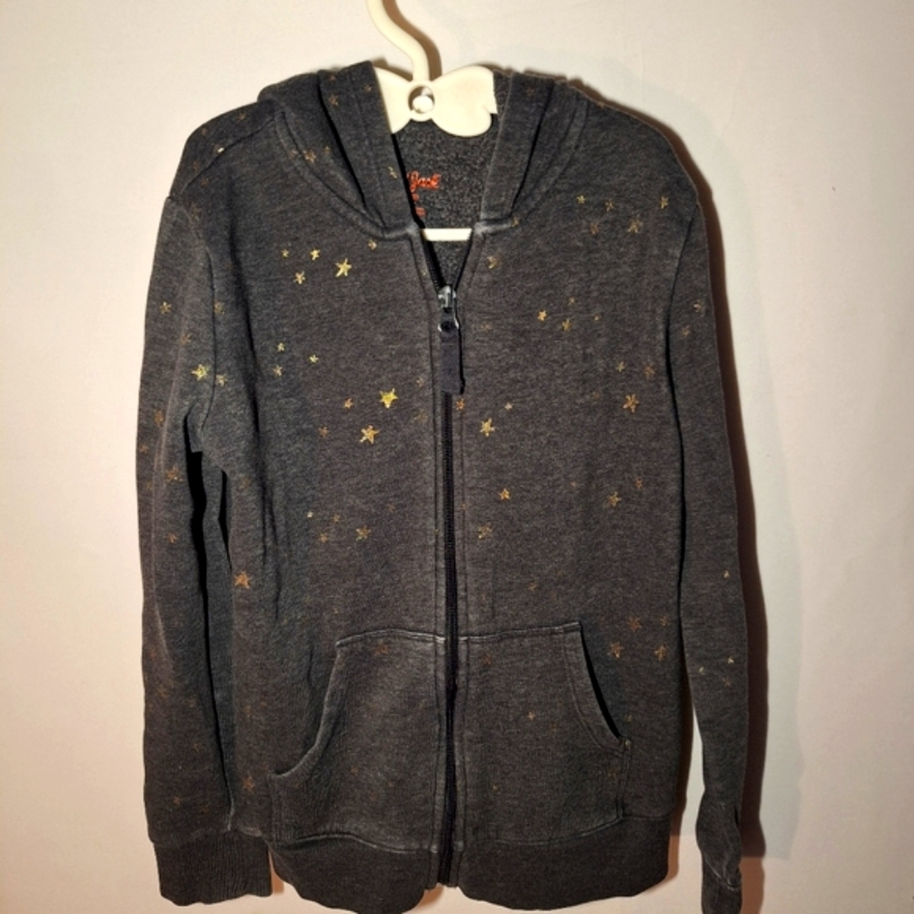 Cat and Jack Girls Full Zip Hoodie Gray and Gold Metallic 7 8